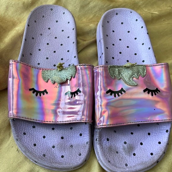 Girls Purple Unicorn Sandals - Picture 1 of 5